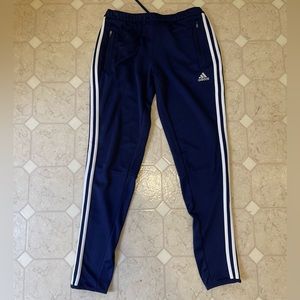 ADIDAS  Climacool Joggers Women Size Med Blue 3 Stripe Soccer Zip Pockets & leg